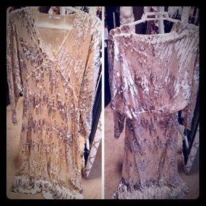 Cream and Silver Sequin Dress